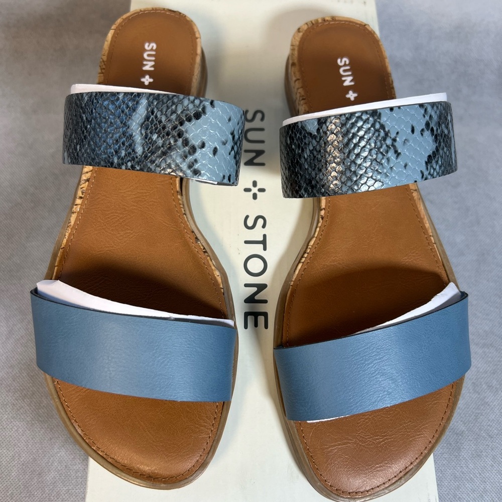 SUN STONE Sandals With Double Straps- Size 7W